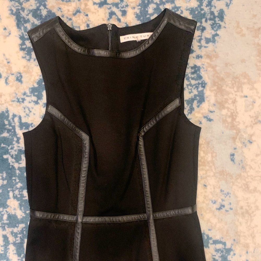 Trina Turk | black dress with leather detail EUC!